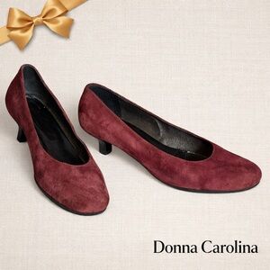 Donna Carolina Burgundy Suede Pumps Made In Italy Size EU41, US10-10.5